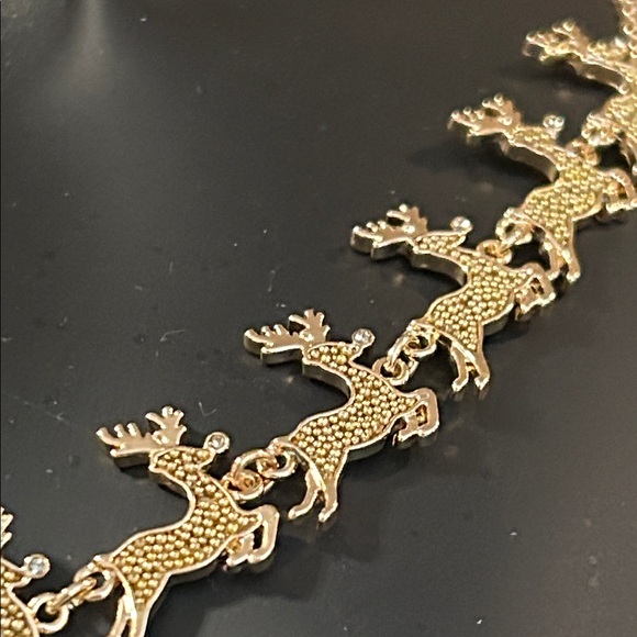 Gold Reindeer Necklace with Red Sleigh - Picture 5 of 5